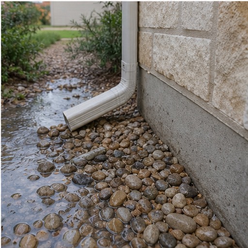Water pooling near a home foundation